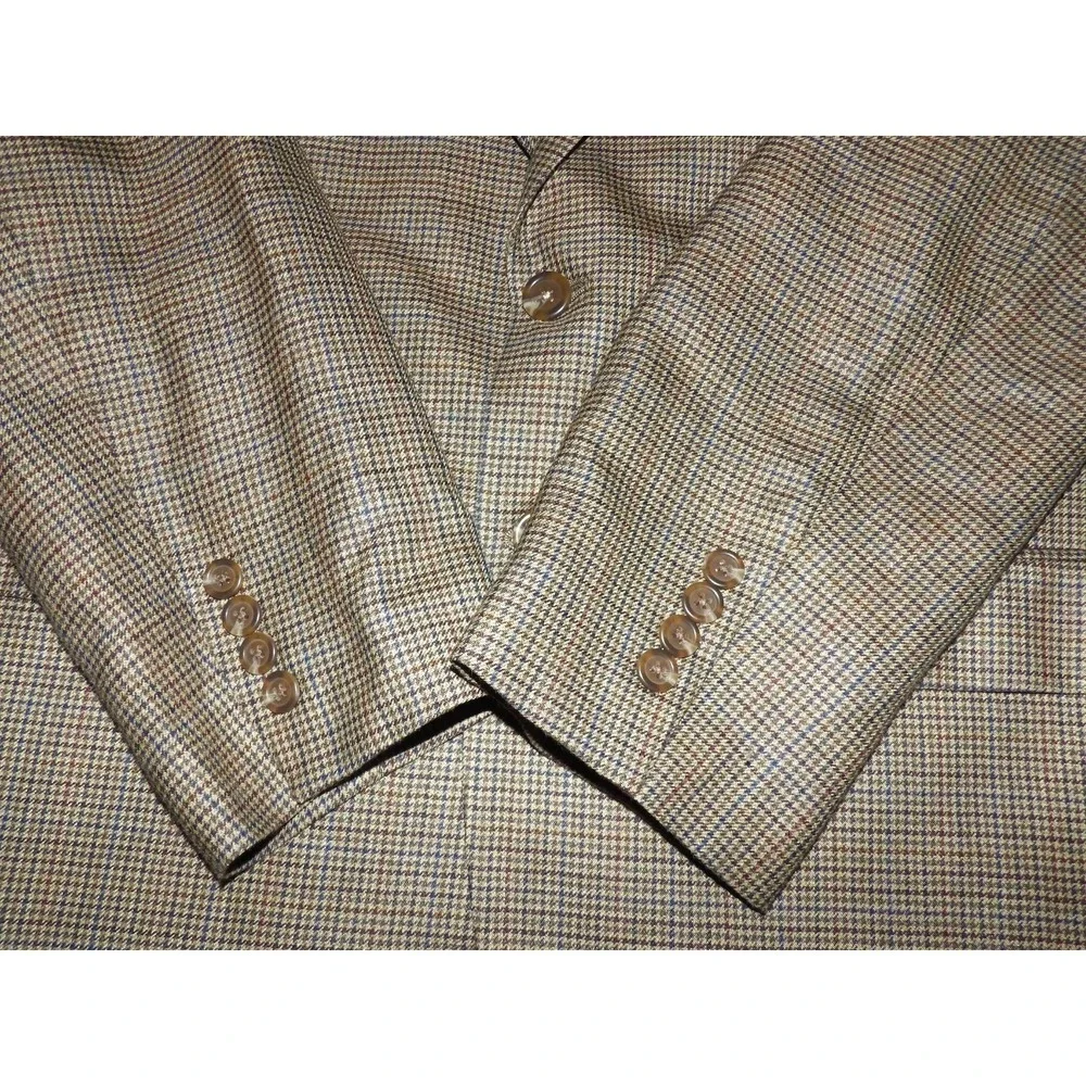 LAUREN Ralph Lauren 2‎ Button Wool/Silk Houndstooth Plaid Blazer Men's 44R